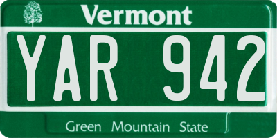 VT license plate YAR942
