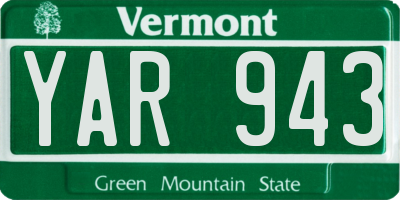 VT license plate YAR943