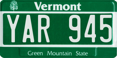 VT license plate YAR945