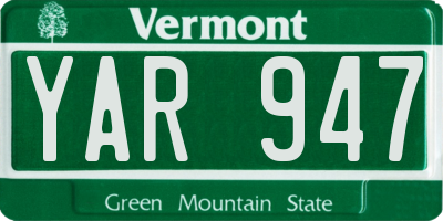 VT license plate YAR947