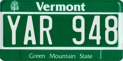 VT license plate YAR948