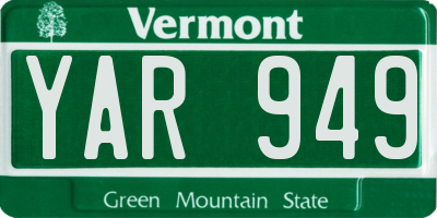VT license plate YAR949