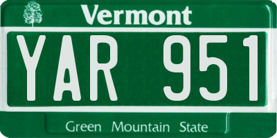 VT license plate YAR951
