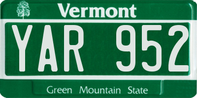 VT license plate YAR952