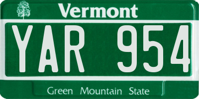 VT license plate YAR954