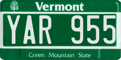 VT license plate YAR955