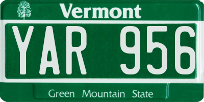 VT license plate YAR956
