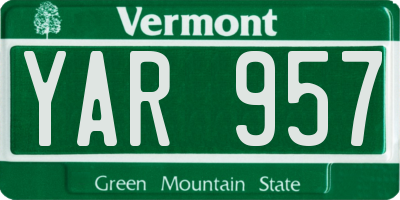 VT license plate YAR957