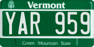VT license plate YAR959