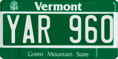 VT license plate YAR960