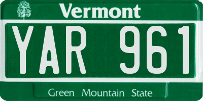 VT license plate YAR961