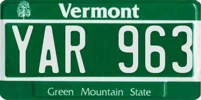VT license plate YAR963