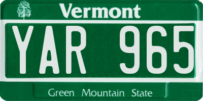 VT license plate YAR965