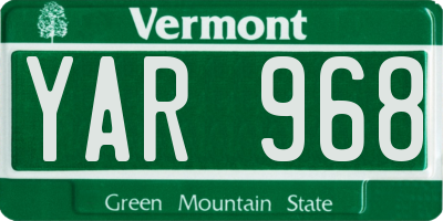 VT license plate YAR968