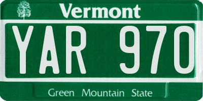 VT license plate YAR970
