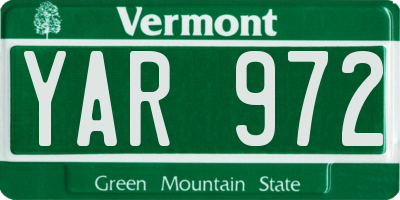 VT license plate YAR972