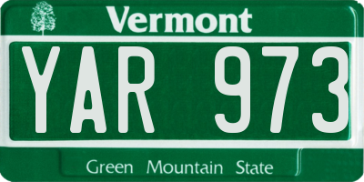 VT license plate YAR973
