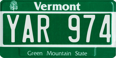 VT license plate YAR974