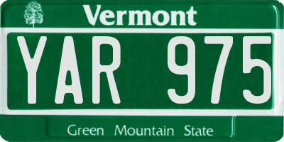 VT license plate YAR975