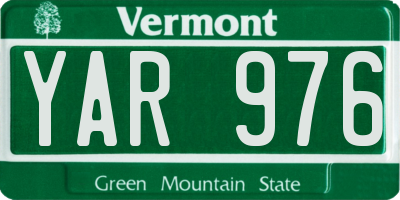 VT license plate YAR976