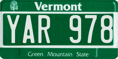 VT license plate YAR978