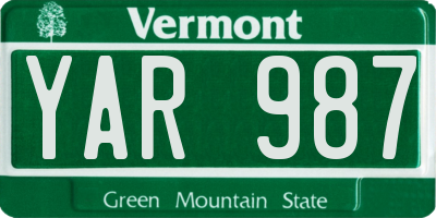 VT license plate YAR987