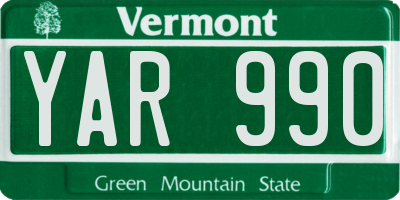 VT license plate YAR990