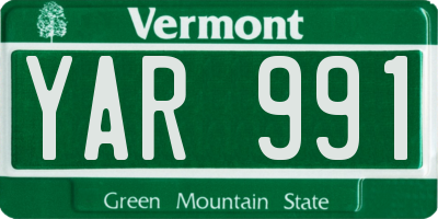 VT license plate YAR991