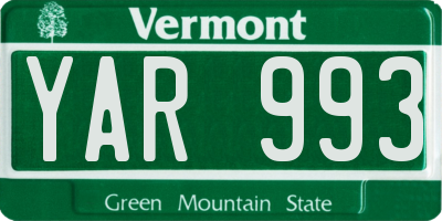 VT license plate YAR993