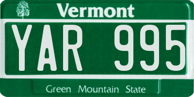 VT license plate YAR995
