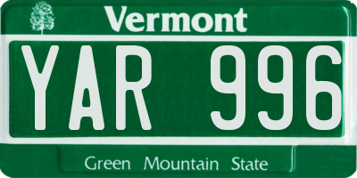 VT license plate YAR996
