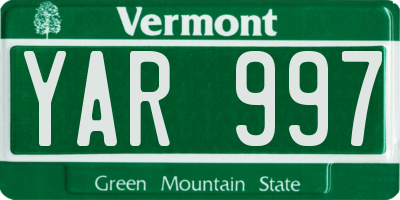 VT license plate YAR997