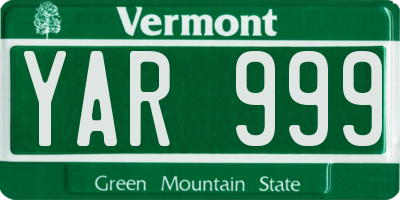 VT license plate YAR999