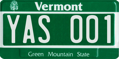 VT license plate YAS001