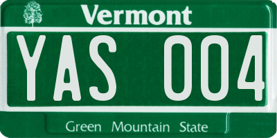 VT license plate YAS004