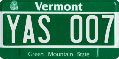VT license plate YAS007