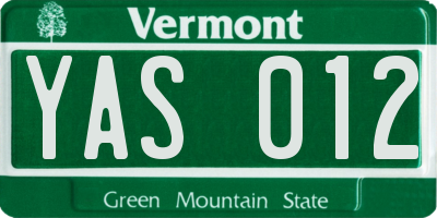 VT license plate YAS012
