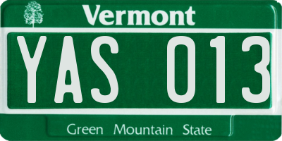 VT license plate YAS013