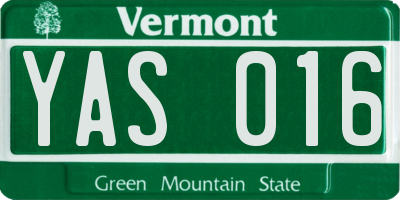 VT license plate YAS016
