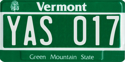 VT license plate YAS017