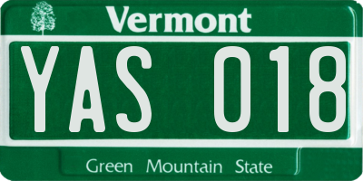 VT license plate YAS018