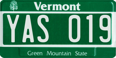 VT license plate YAS019
