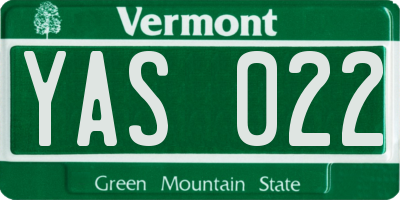 VT license plate YAS022