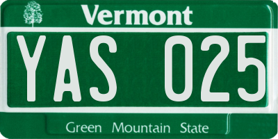 VT license plate YAS025