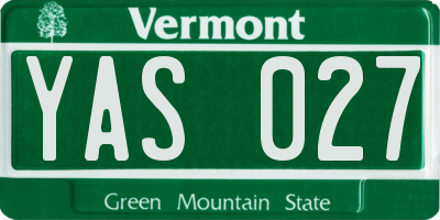 VT license plate YAS027