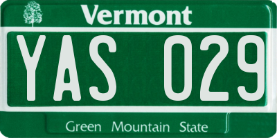 VT license plate YAS029