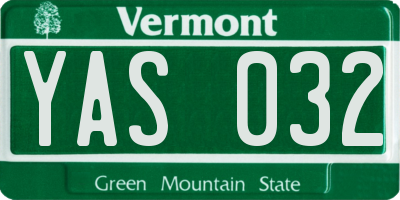 VT license plate YAS032