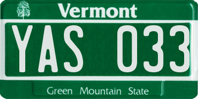 VT license plate YAS033