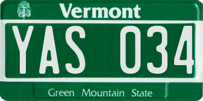 VT license plate YAS034