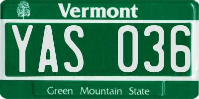 VT license plate YAS036